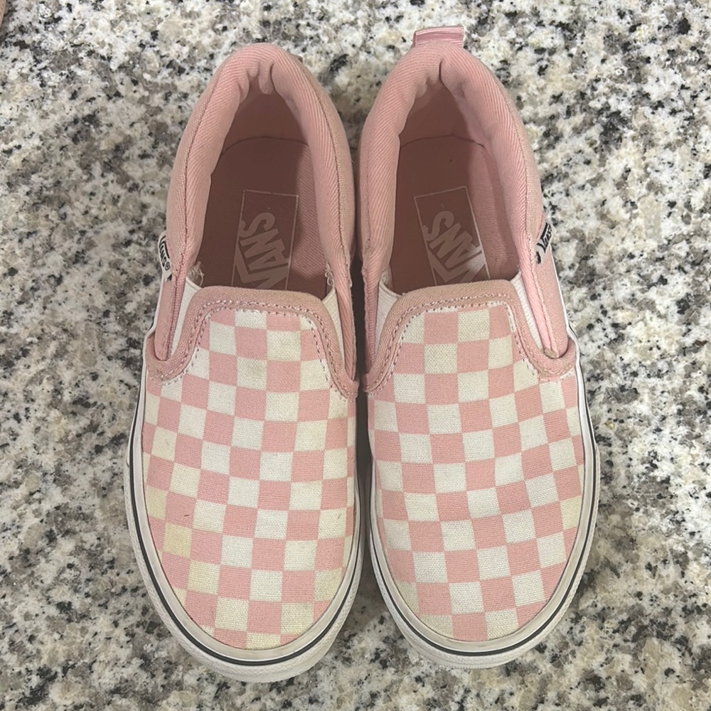 Vans Pink and White Checkered Slip-On Sneakers